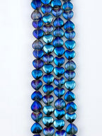 8mm Faceted Glass Heart Beads Strand Blue/Purple