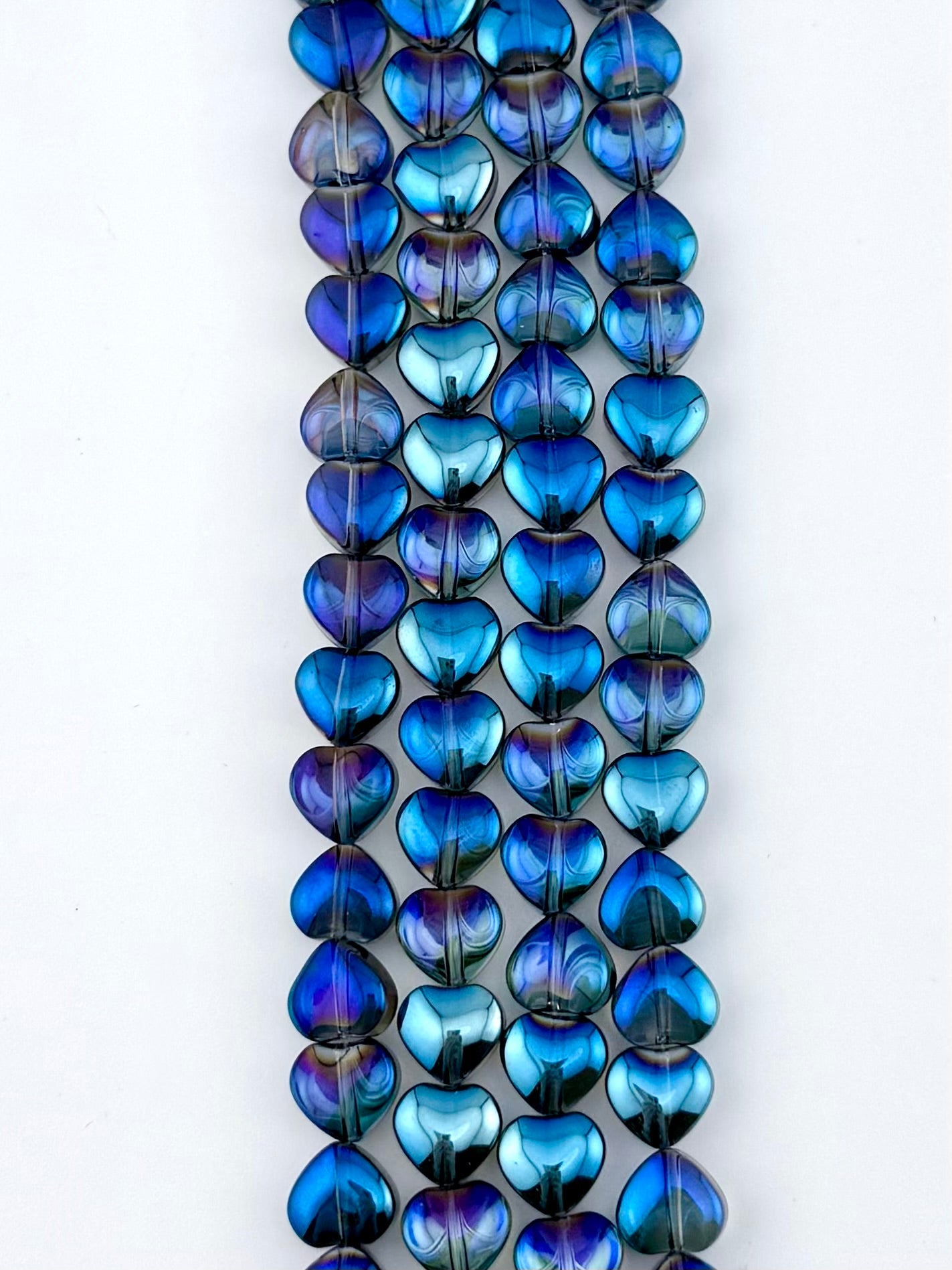 8mm Faceted Glass Heart Beads Strand Blue/Purple