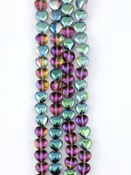 8mm Faceted Glass Heart Beads Strand MultiColor