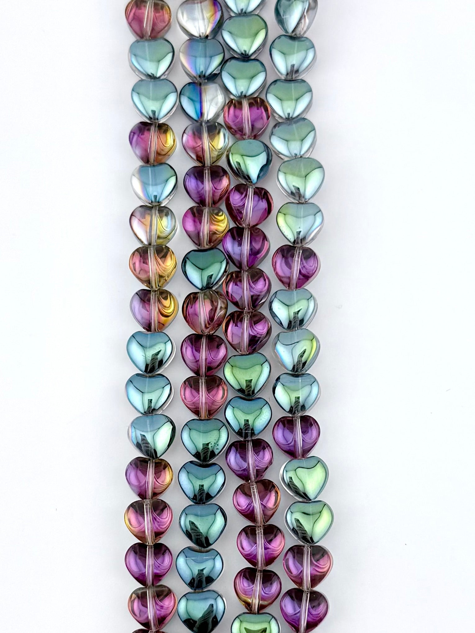 8mm Faceted Glass Heart Beads Strand MultiColor
