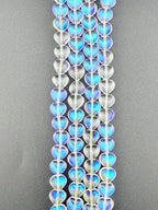8mm Faceted Glass Heart Beads Strand Clear