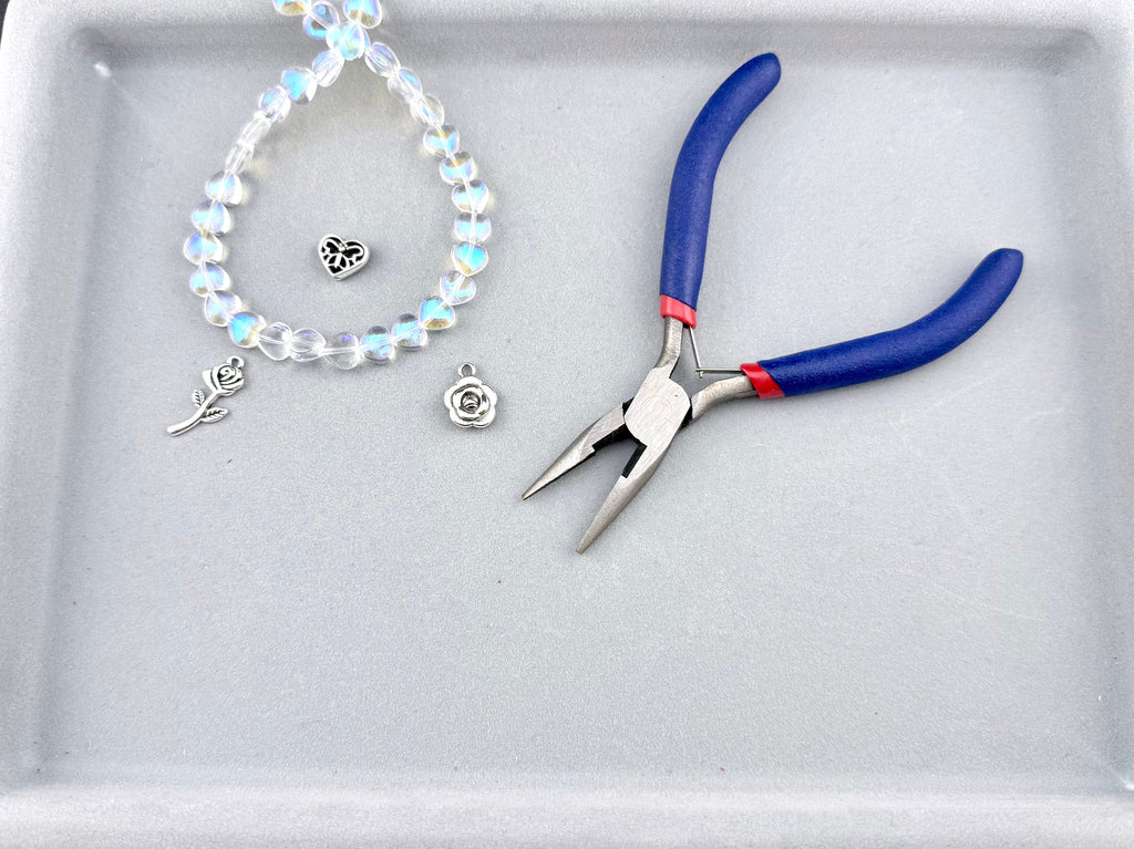8mm Faceted Glass Heart Beads Strand Clear