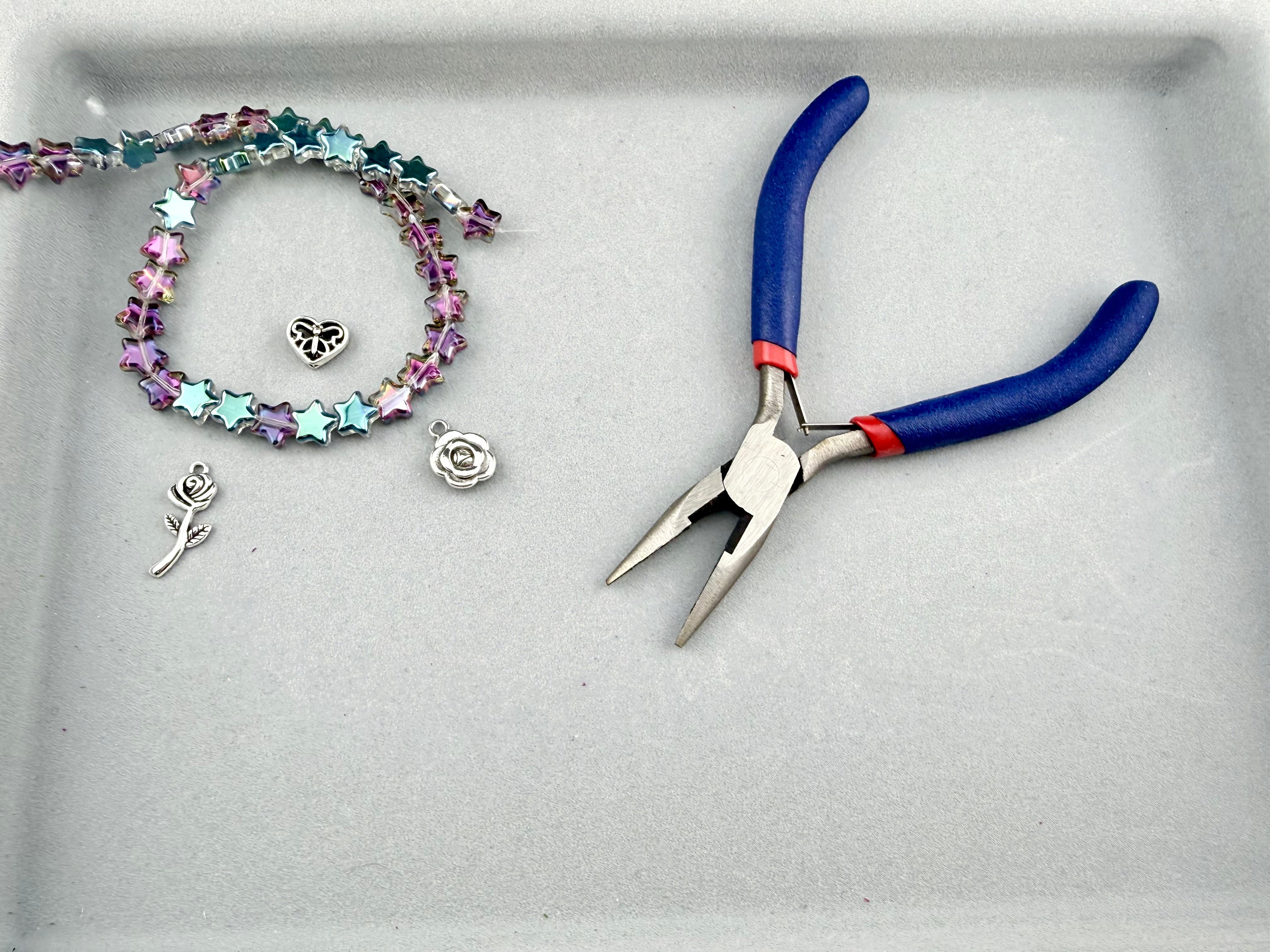 8mm Faceted Metal Star Beads Strand Vitrail