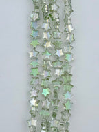 8mm Faceted Metal Star Beads Strand Green