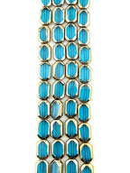 9x12mm Faceted Glass Octagon Beads Strand Blue