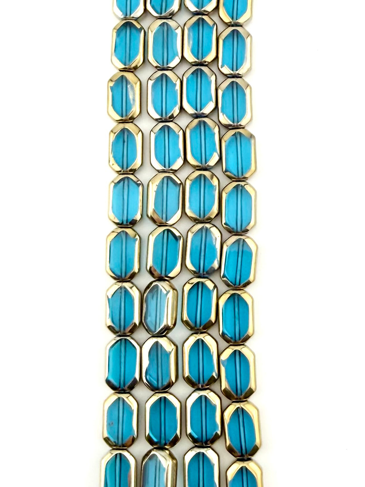 9x12mm Faceted Glass Octagon Beads Strand Blue