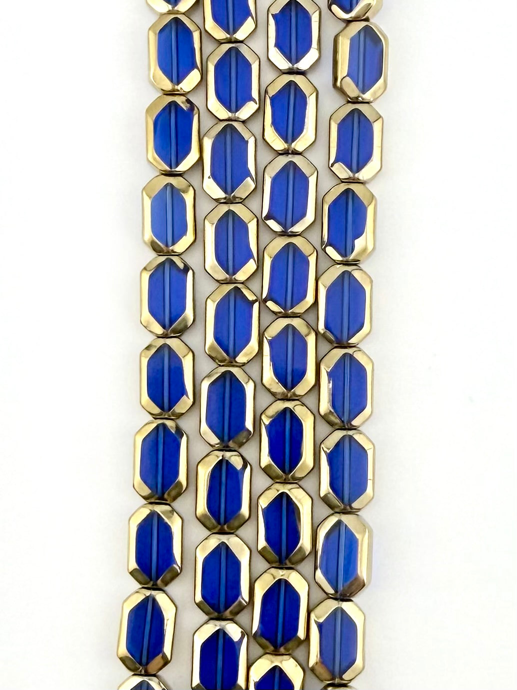 9x12mm Faceted Glass Octagon Beads Strand Royal Blue