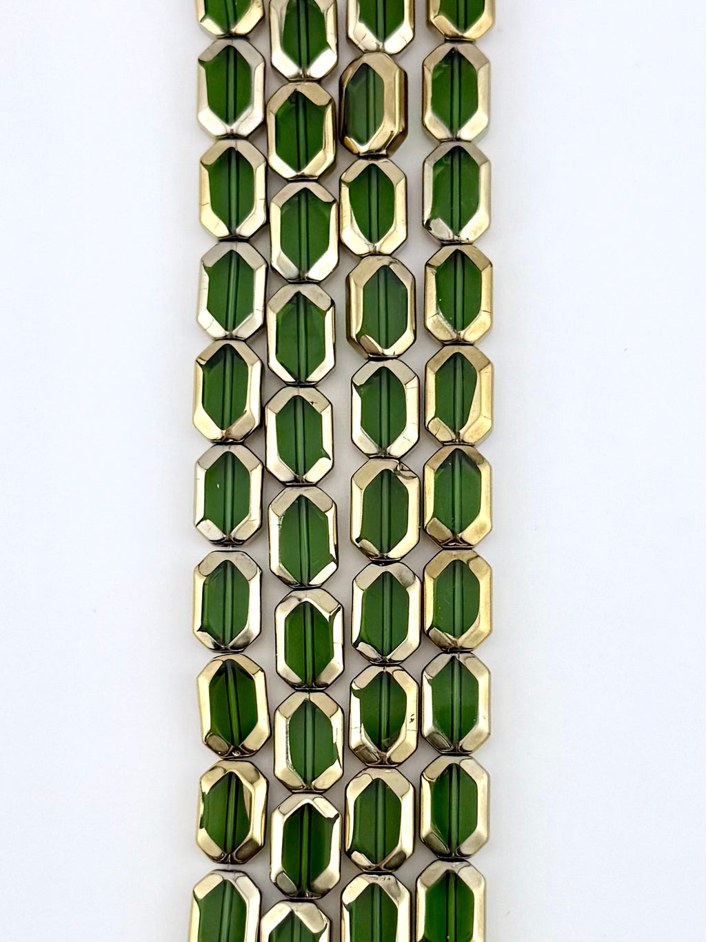 9x12mm Faceted Glass Octagon Beads Strand Green