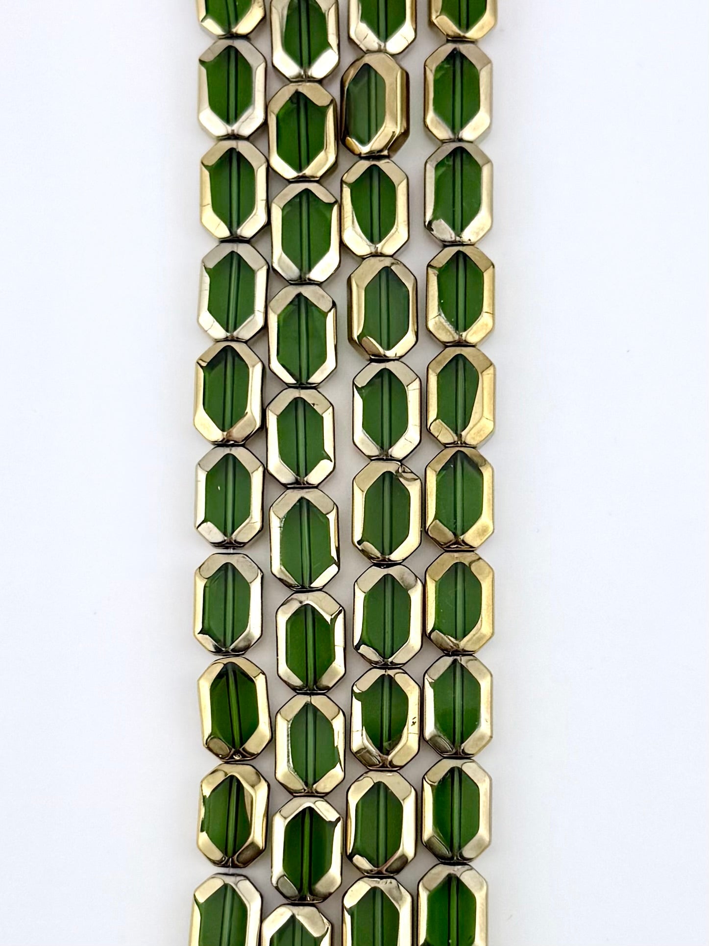 9x12mm Faceted Glass Octagon Beads Strand Green