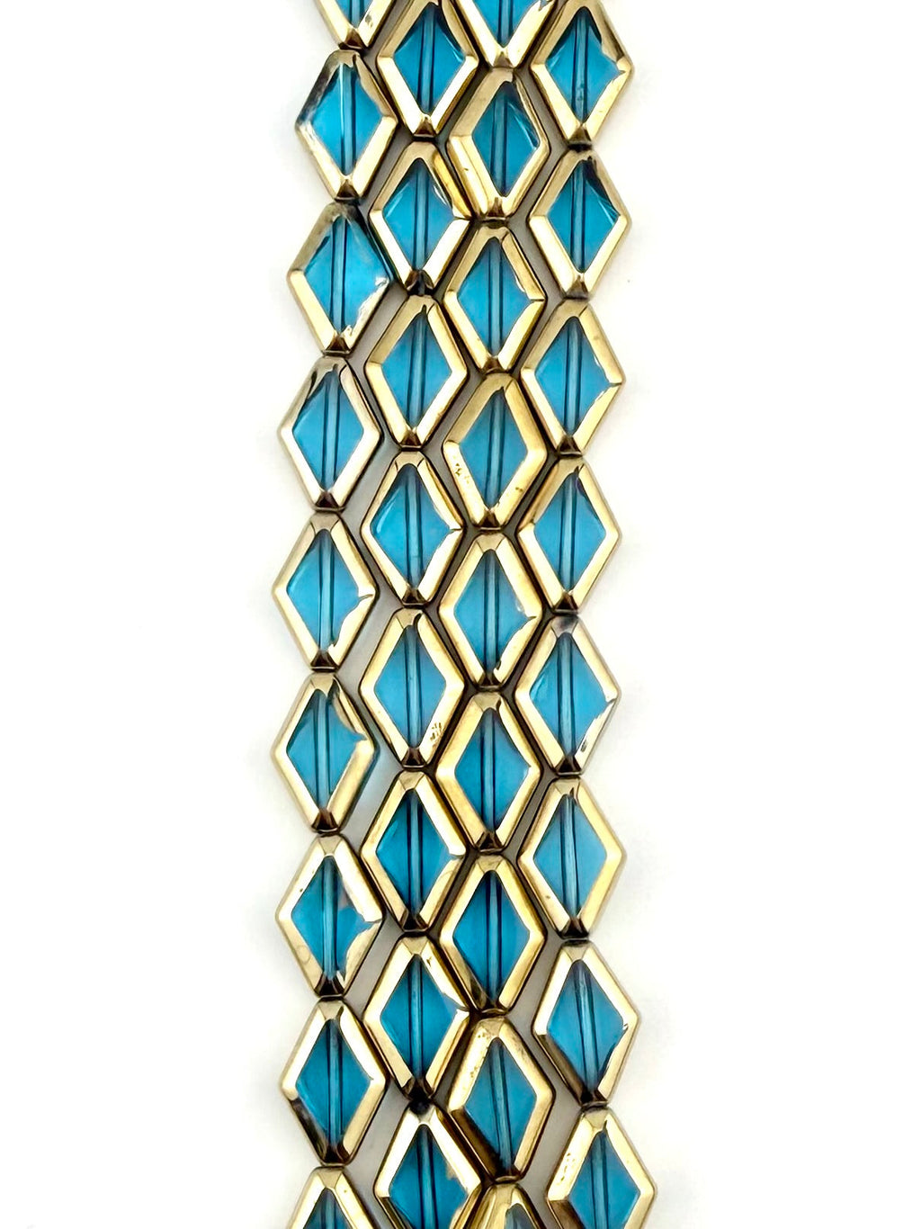 11x15mm Faceted Glass Diamond Beads Strand Teal Blue