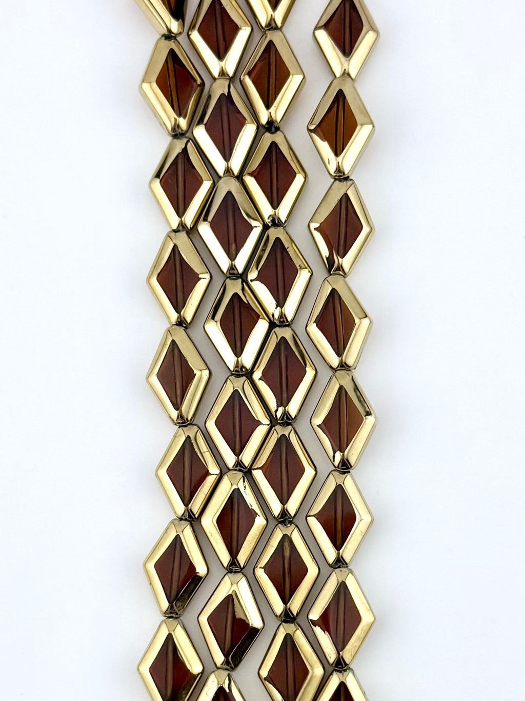 11-15mm Faceted Glass Diamond Beads Strand Brown