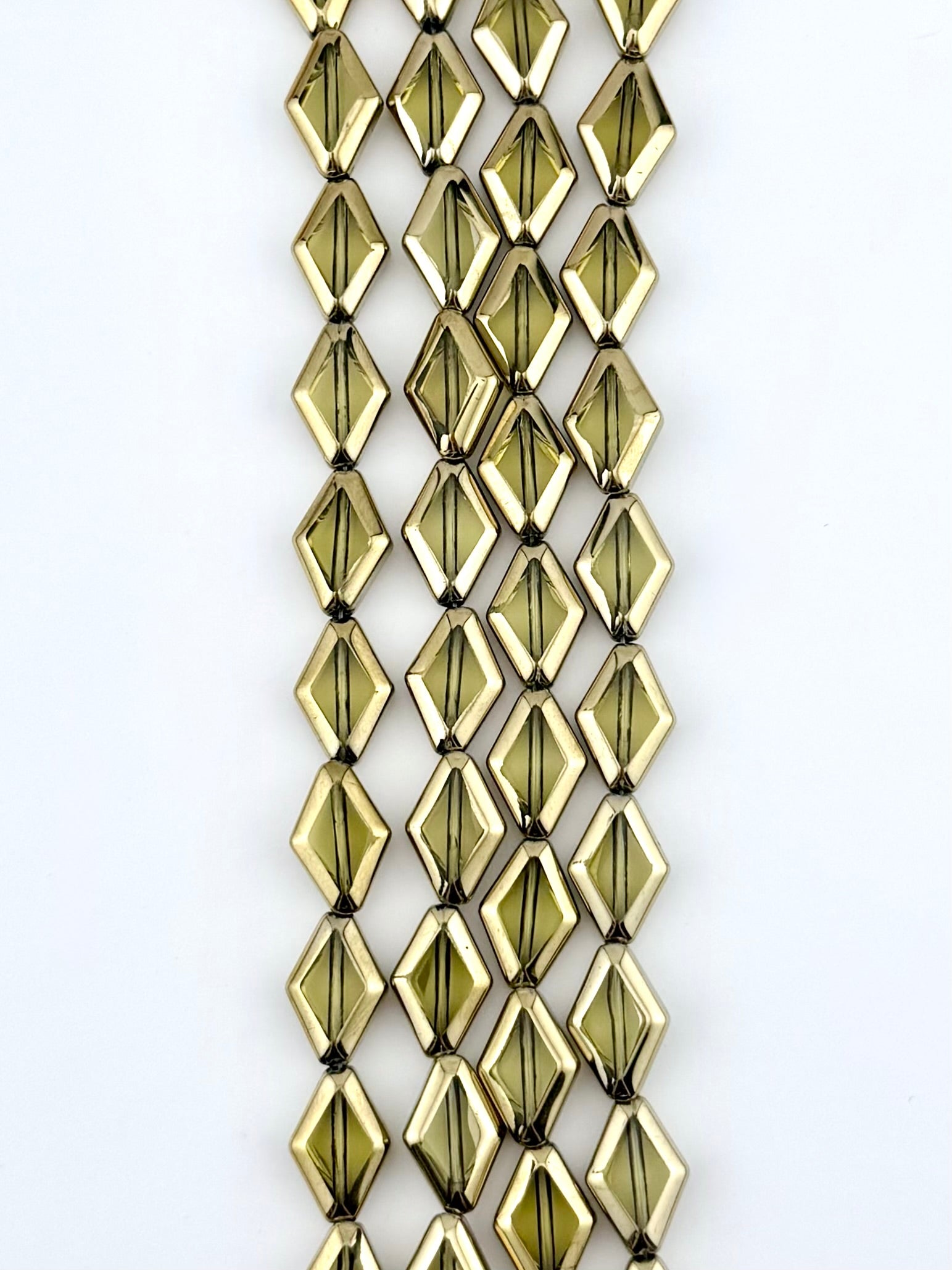 11x15mm Faceted Glass Diamond Beads Strand Yellow