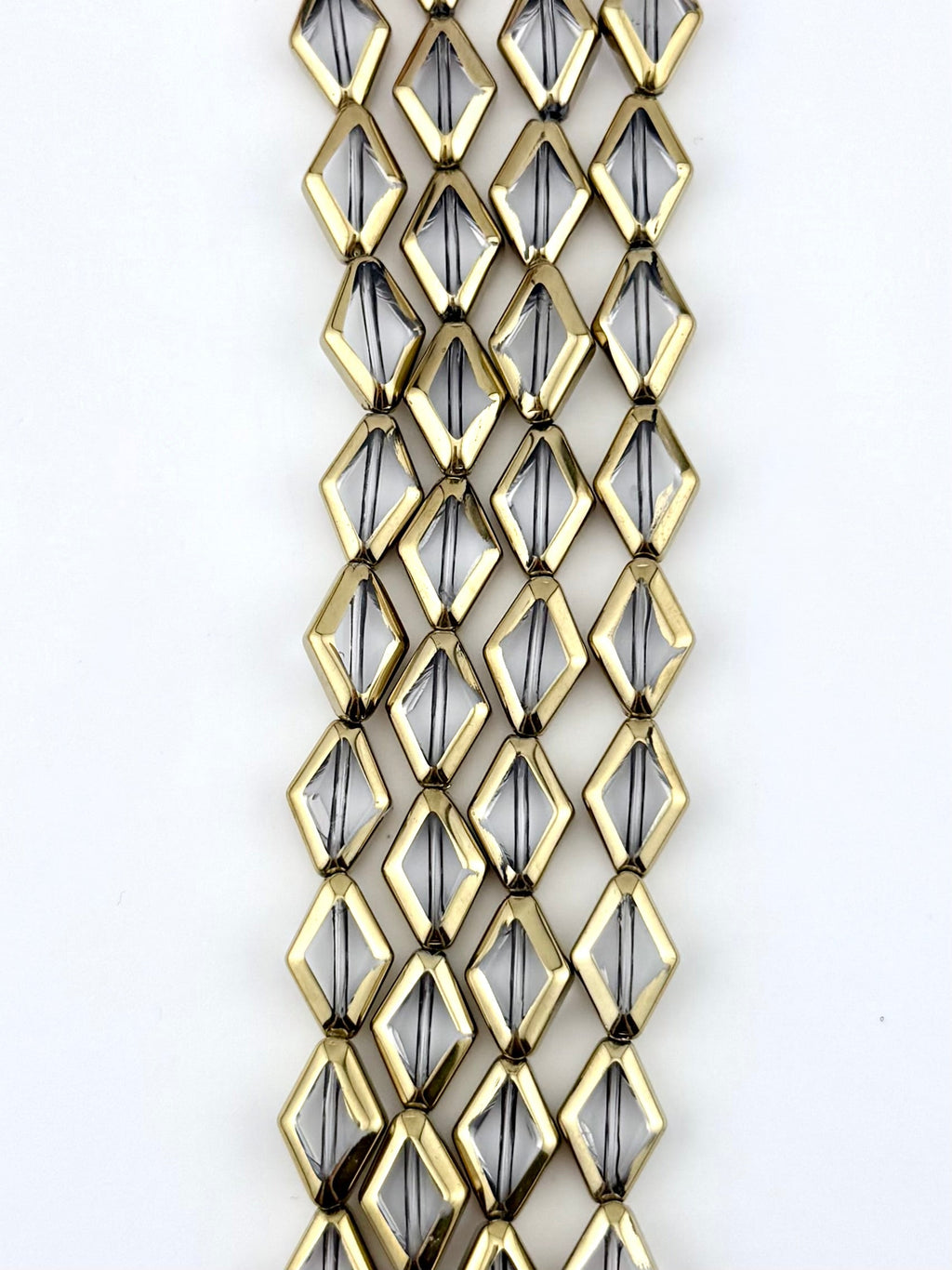 11x15mm Faceted Glass Diamond Beads Strand Gray