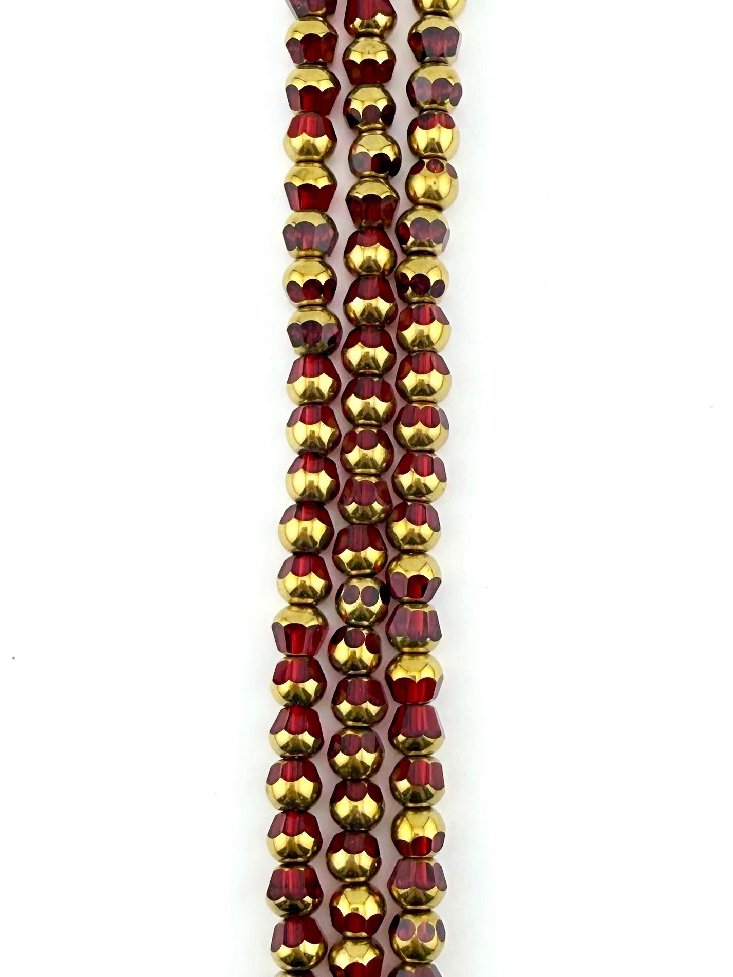 6mm Faceted Glass Rounded Bicon Beads Strand Red