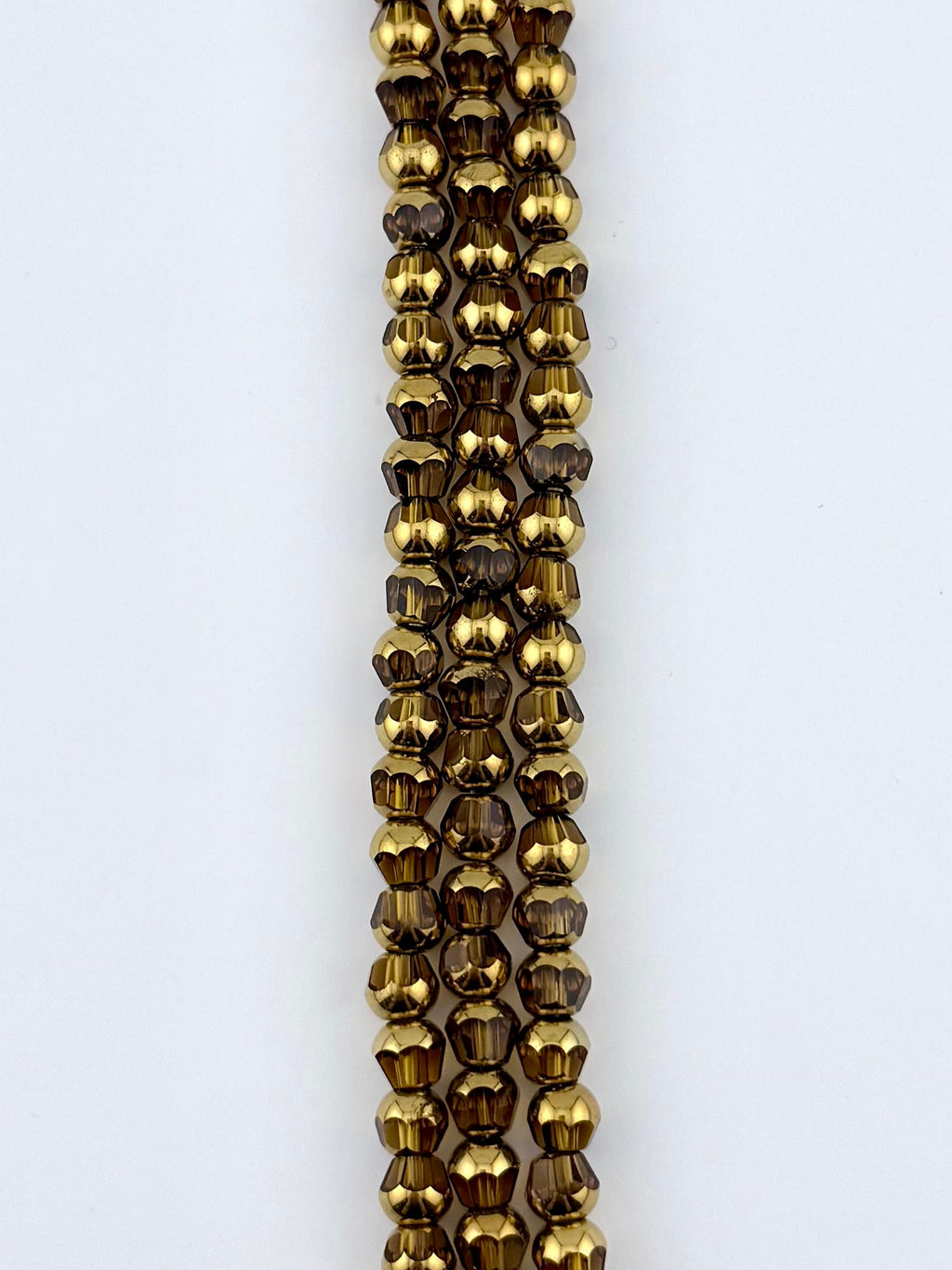 6mm Faceted Glass Rounded Bicon Beads Strand Brown