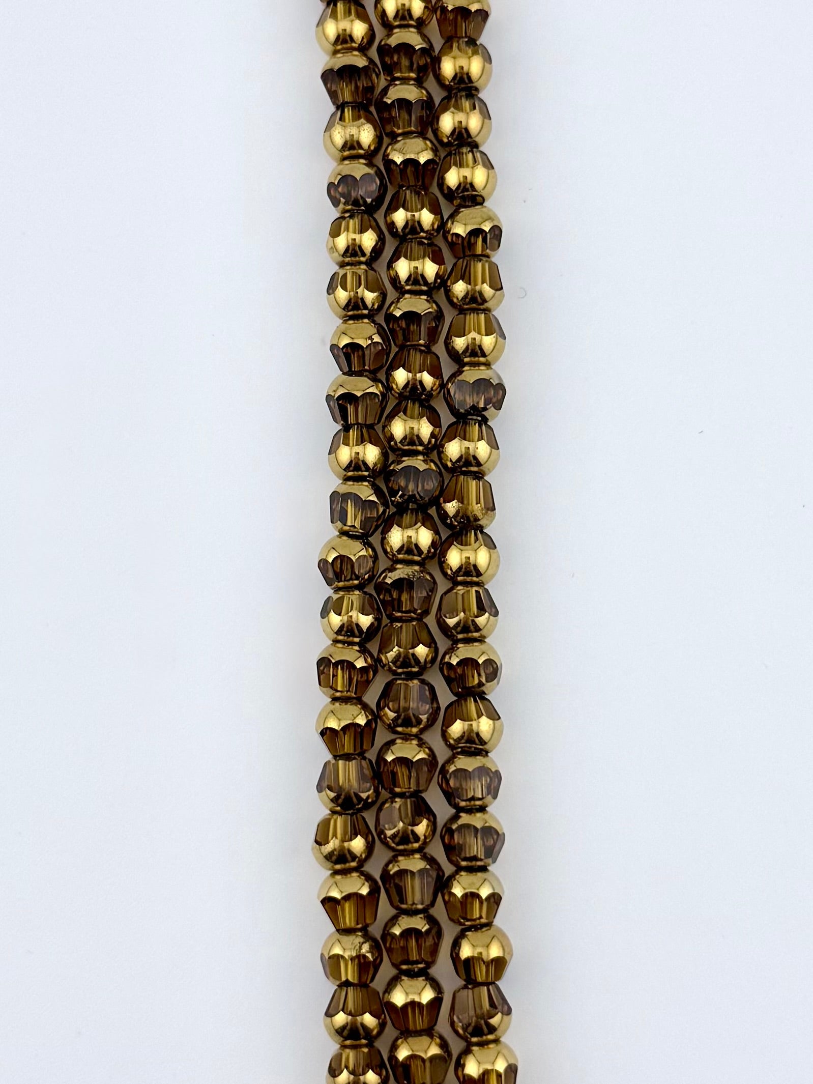 6mm Faceted Glass Rounded Bicon Beads Strand Brown