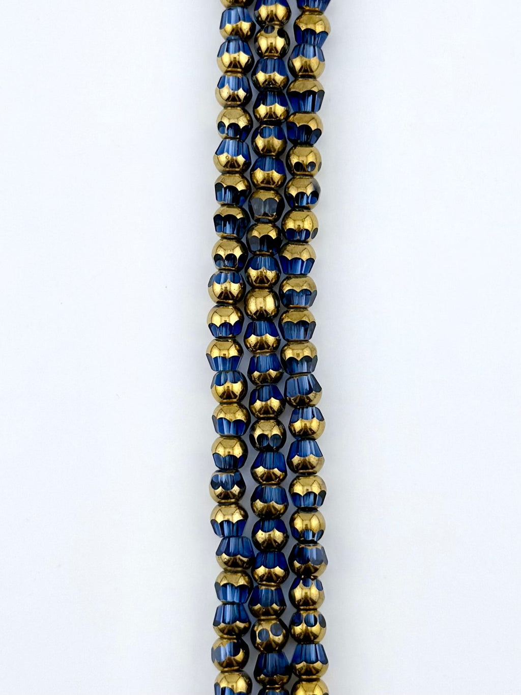 6mm Faceted Glass Rounded Bicon Beads Strand Royal Blue