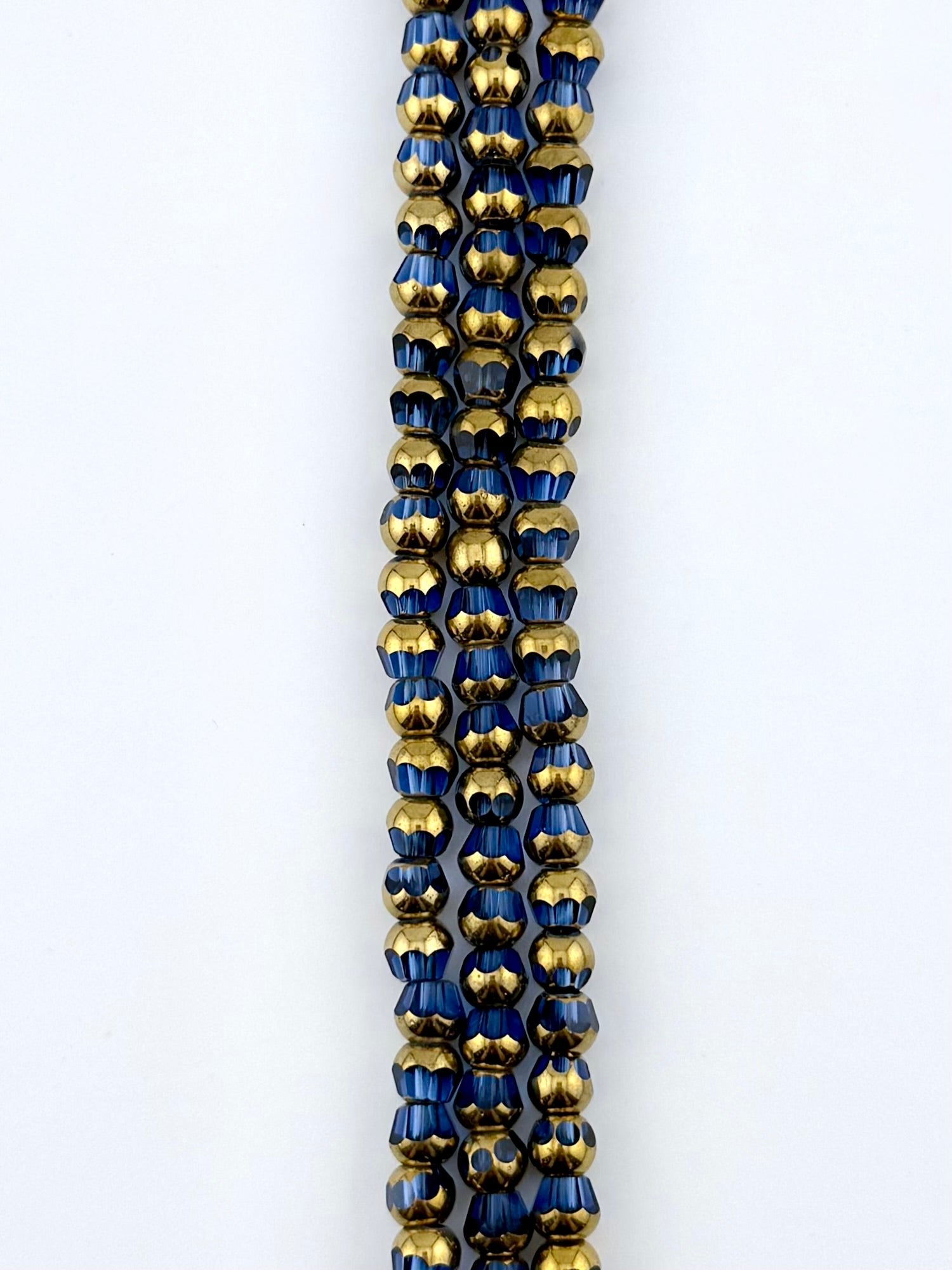 6mm Faceted Glass Rounded Bicon Beads Strand Royal Blue