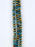 6mm Faceted Glass Rounded Bicon Beads Strand Teal-Blue