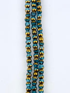 6mm Faceted Glass Rounded Bicon Beads Strand Teal-Blue