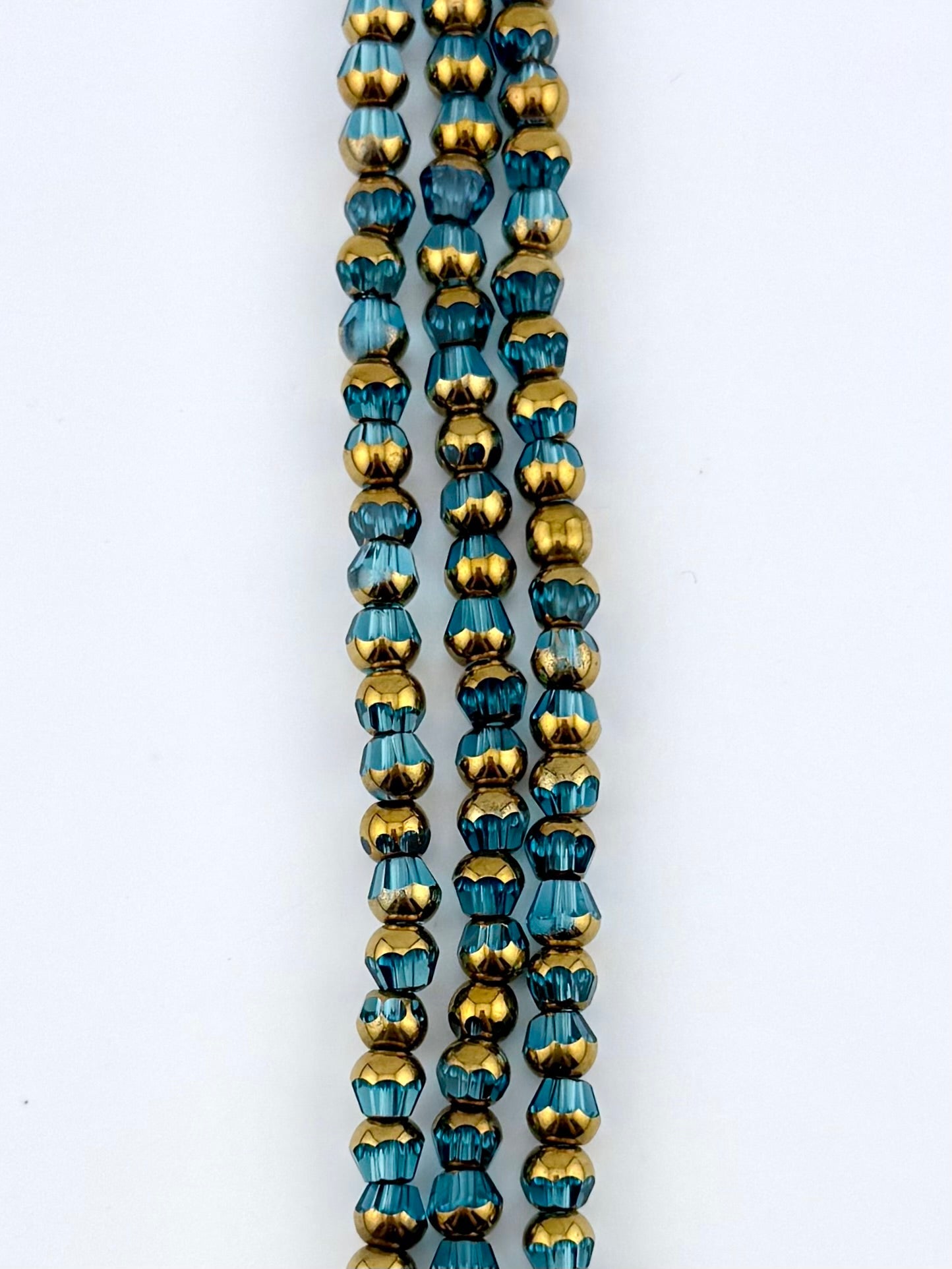 6mm Faceted Glass Rounded Bicon Beads Strand Teal-Blue