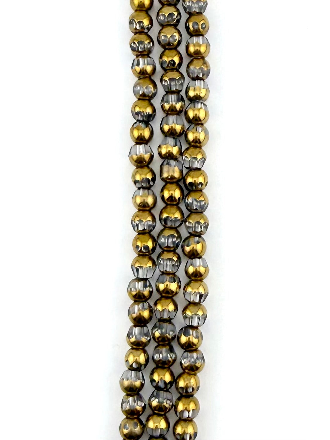 6mm Faceted Glass Rounded Bicon Beads Strand Gray