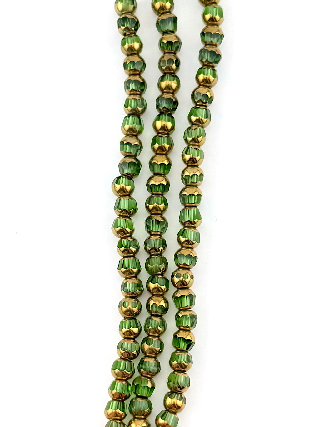 6mm Faceted Glass Rounded Bicon Beads Strand Green