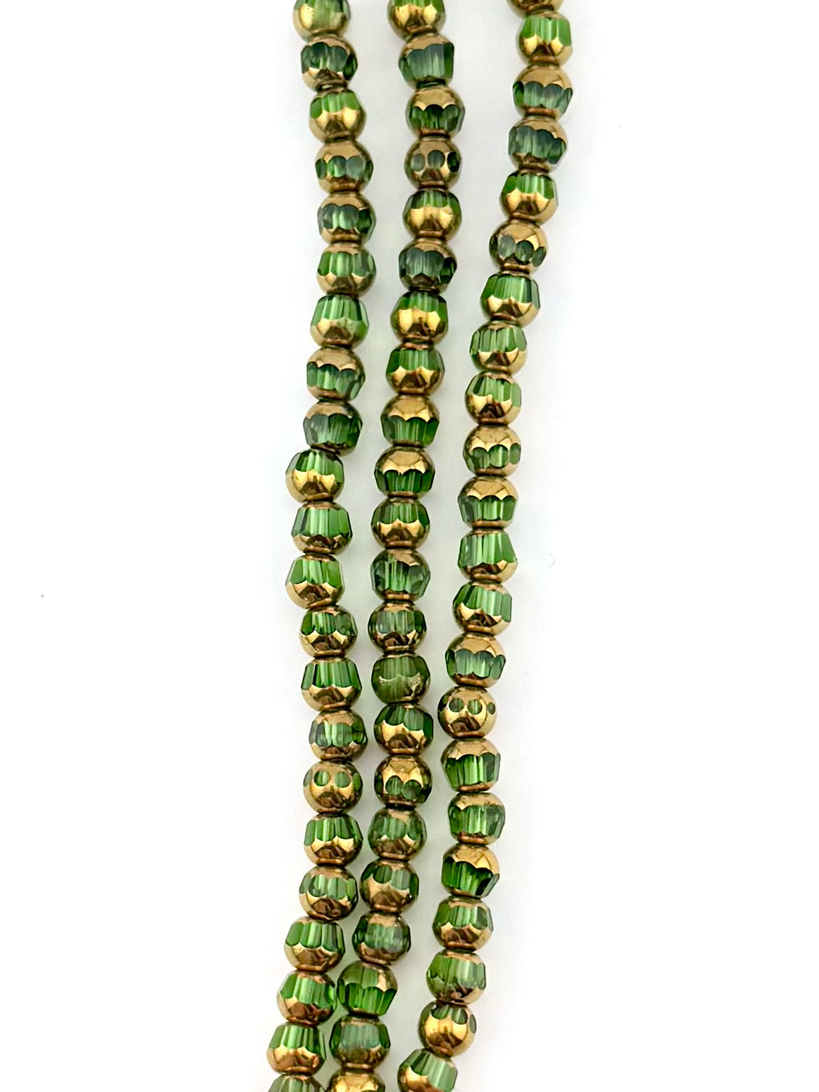 6mm Faceted Glass Rounded Bicon Beads Strand Green
