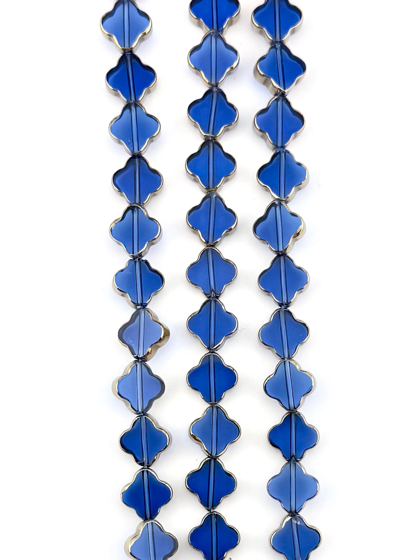 10mm Faceted Clover Beads Strand Royal Blue