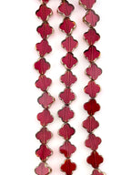 10mm Faceted Clover Beads Strand Red