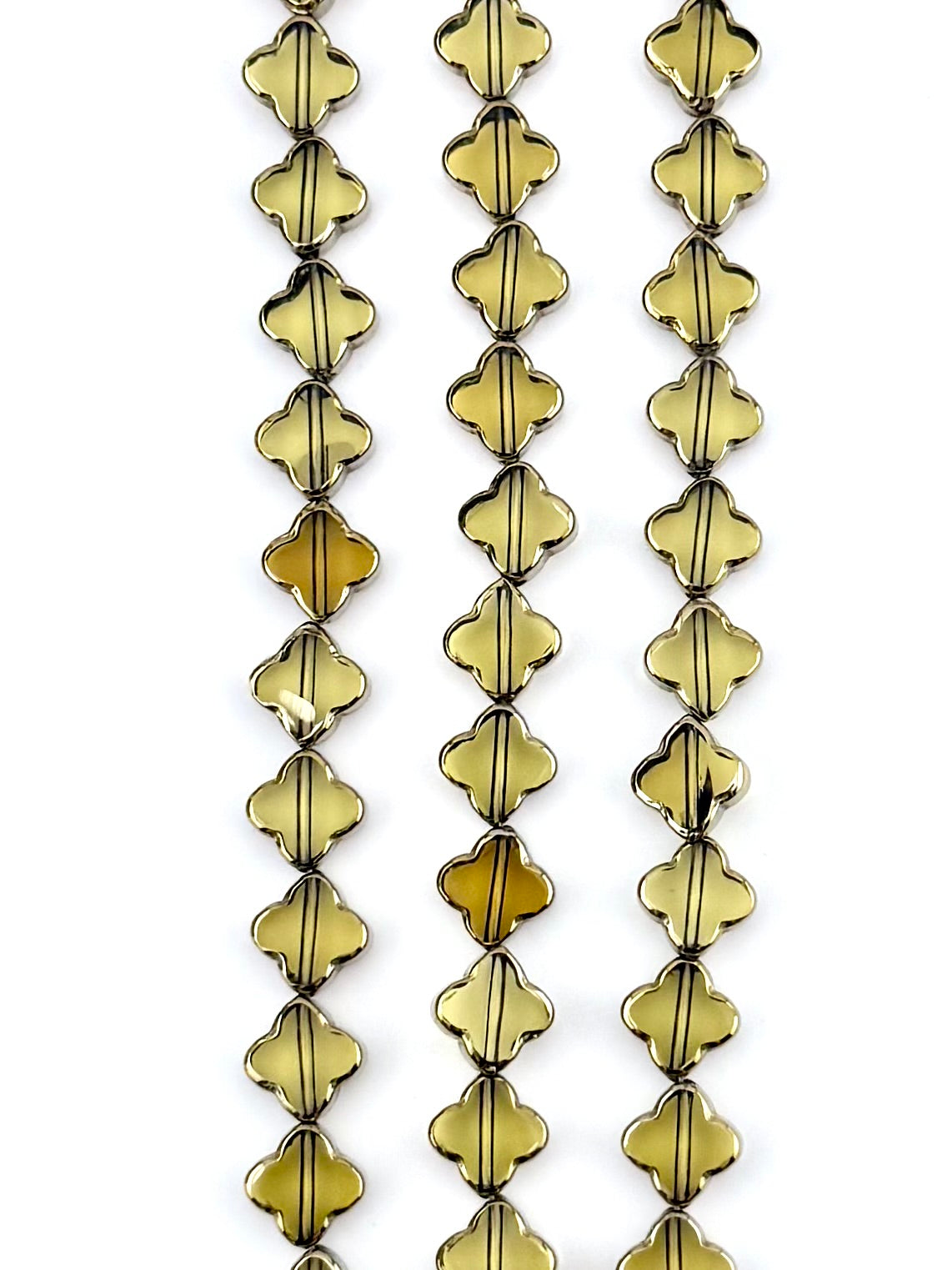 10mm Faceted Glass Clover Beads Strand Brown