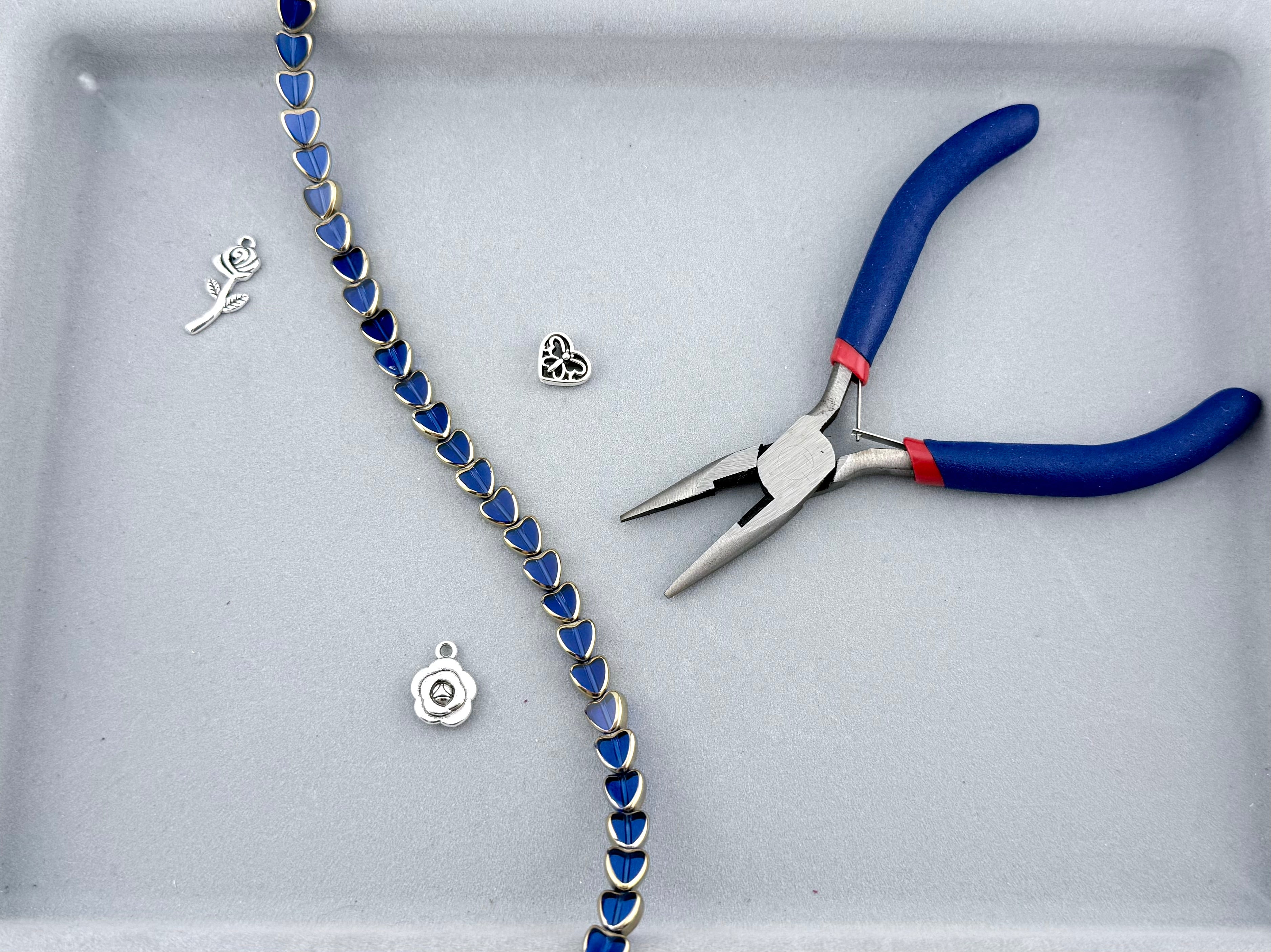8mm Faceted heart Beads Strand Royal Blue