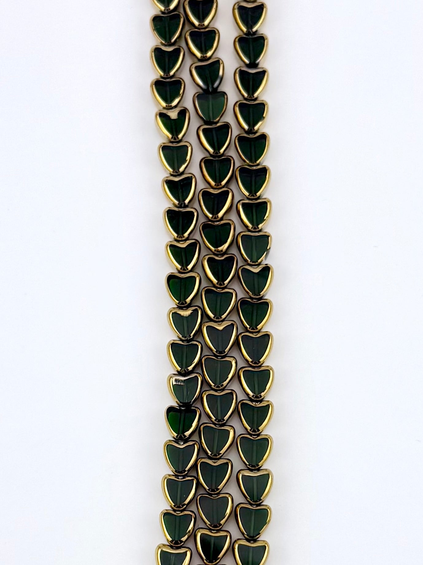 8mm Faceted heart Beads Strand Green