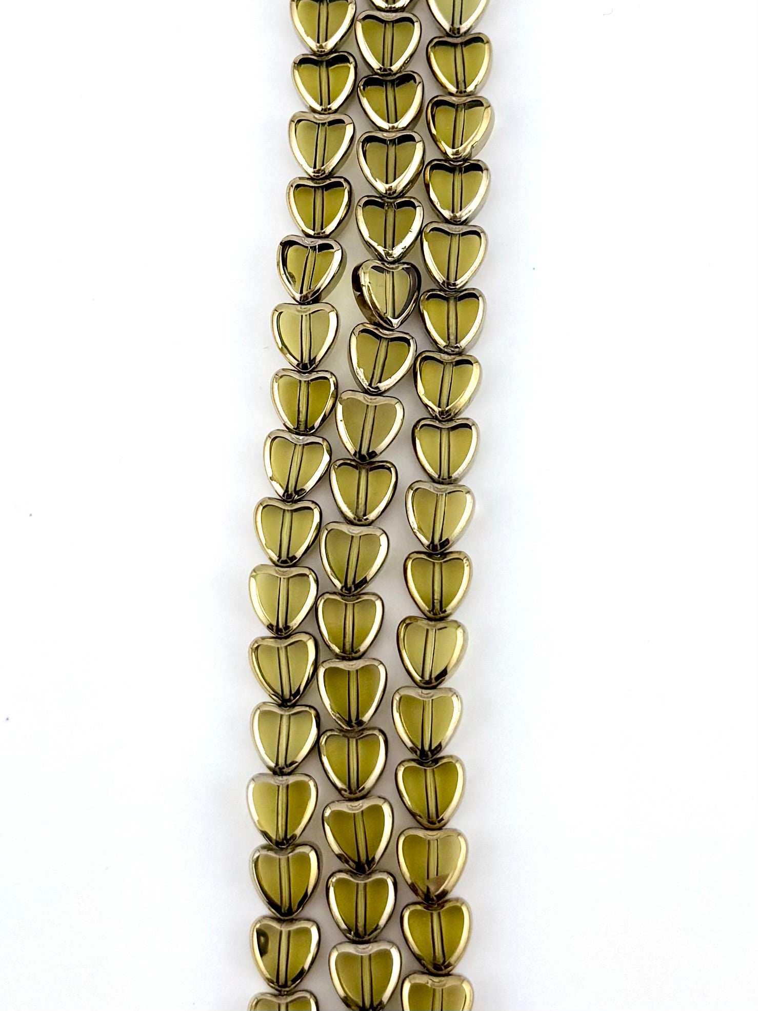 8mm Faceted heart Beads Strand Yellow