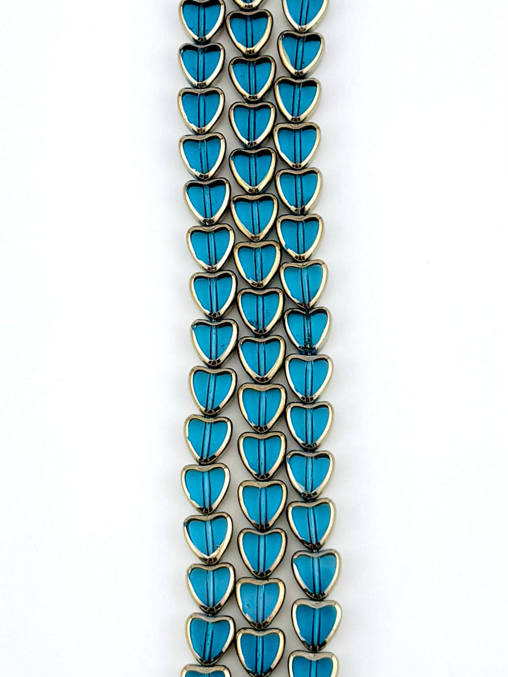 8mm Faceted heart Beads Strand Teal Blue