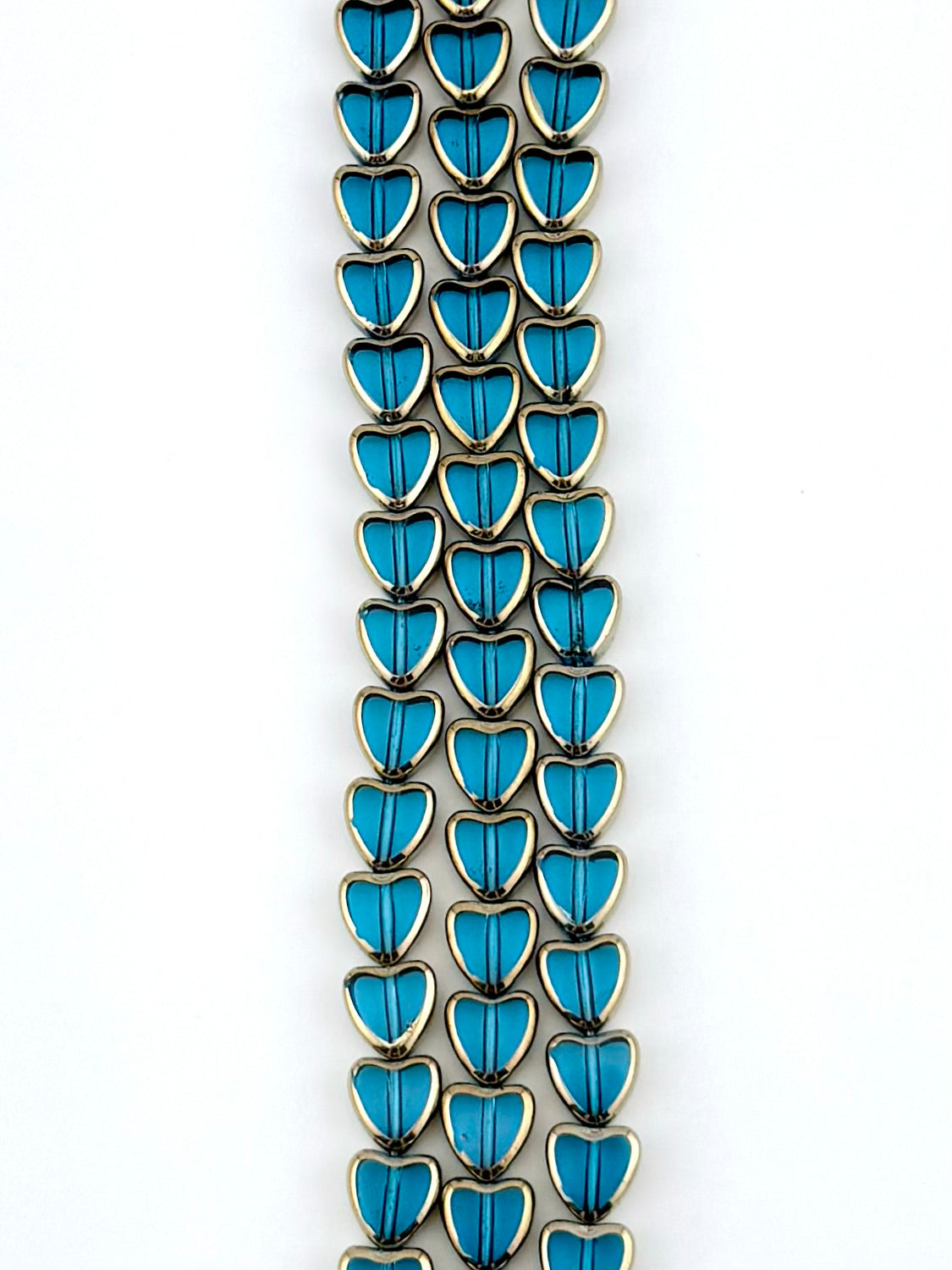 8mm Faceted heart Beads Strand Teal Blue