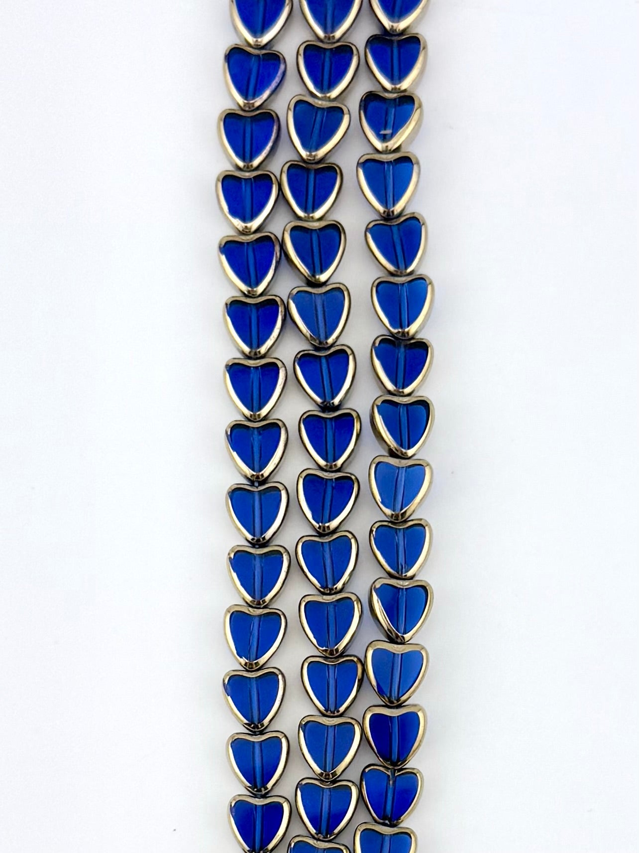 8mm Faceted heart Beads Strand Royal Blue
