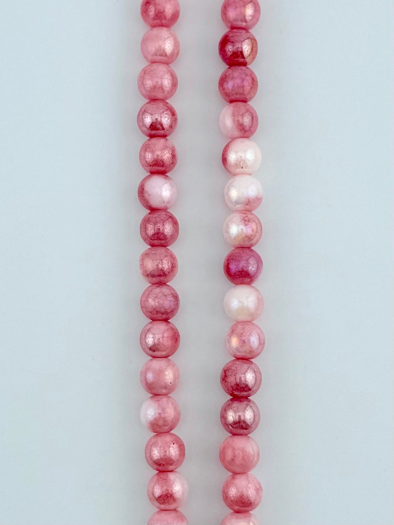 8mm Faceted Glass Round Beads Strand Pink