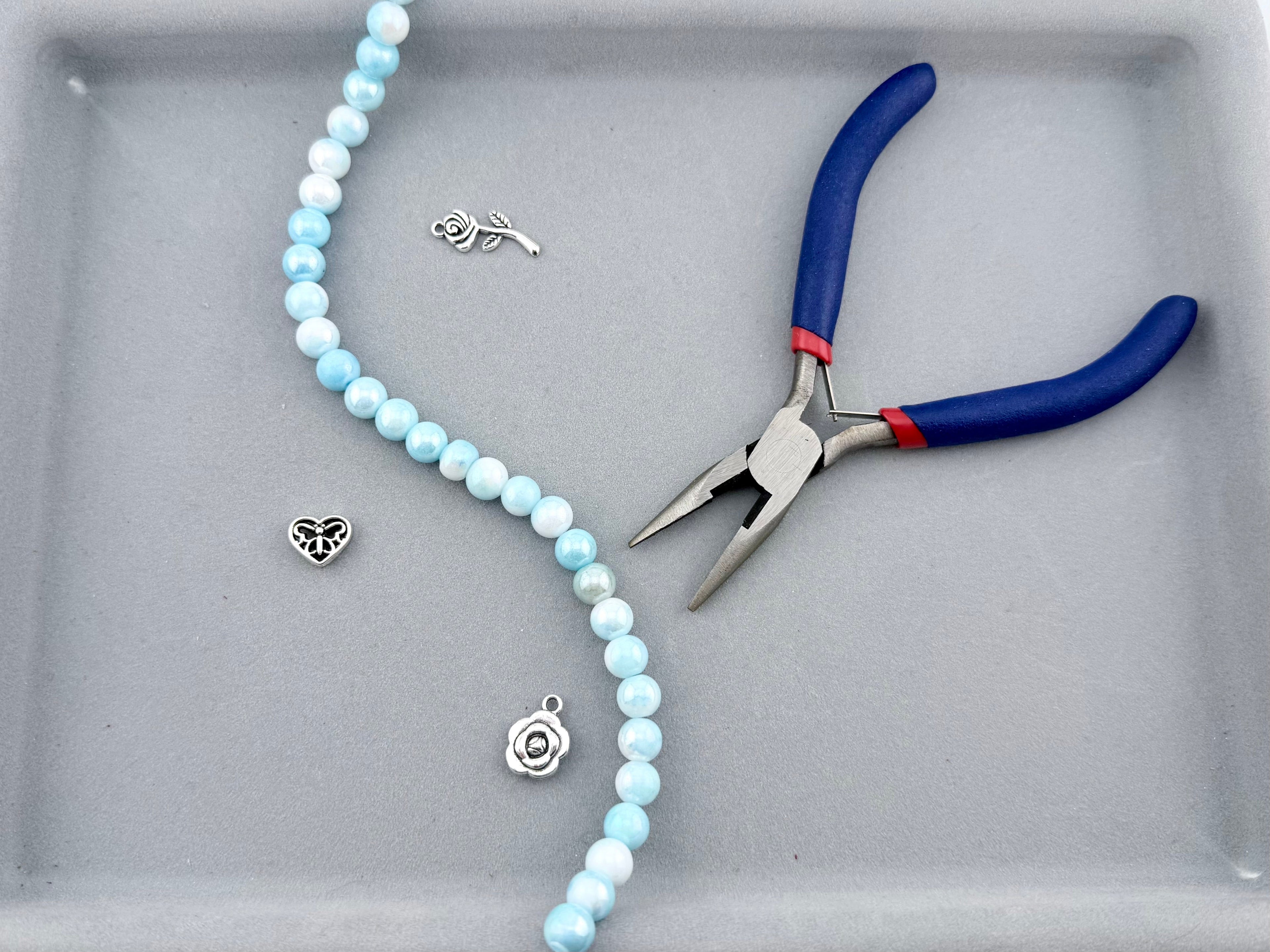 8mm Faceted Glass Round Beads Strand Light Blue
