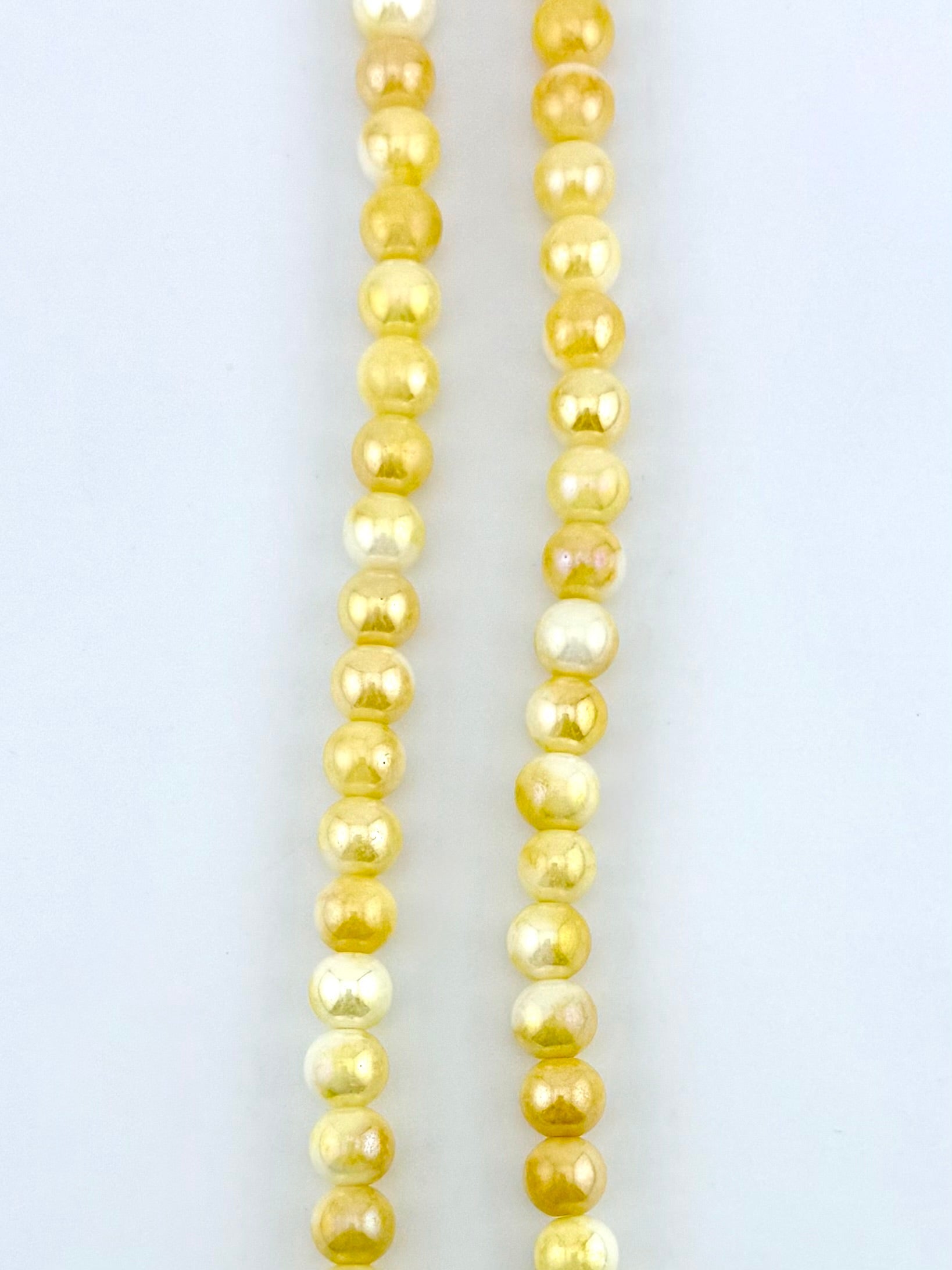 8mm Faceted Glass Round Beads Strand Light Yellow