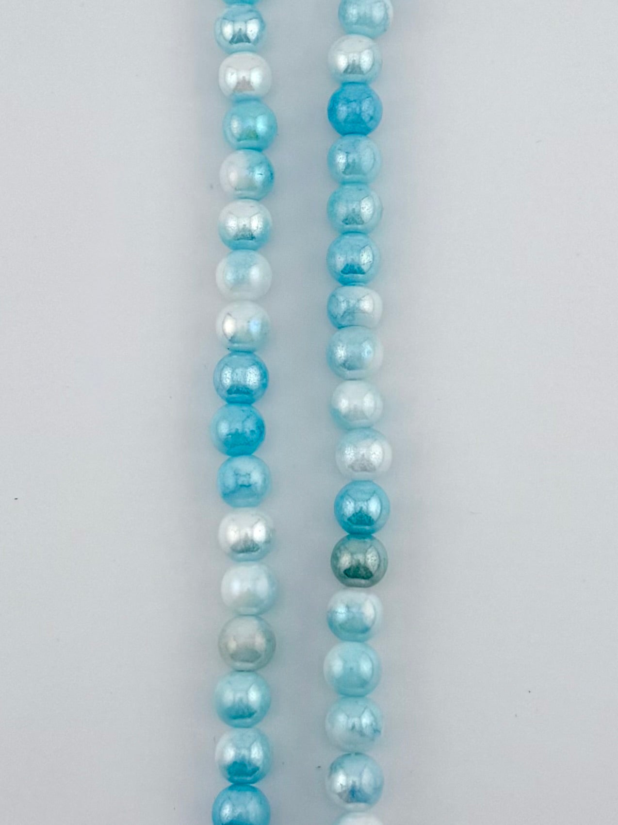 8mm Faceted Glass Round Beads Strand Light Blue