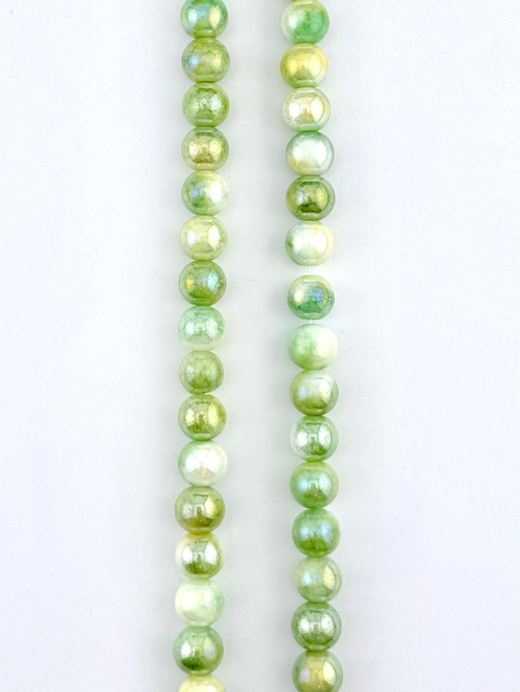 8mm Faceted Glass Round Beads Strand Green-Yellow