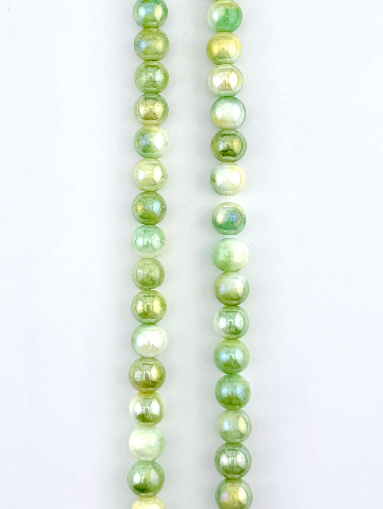 8mm Faceted Glass Round Beads Strand Green-Yellow