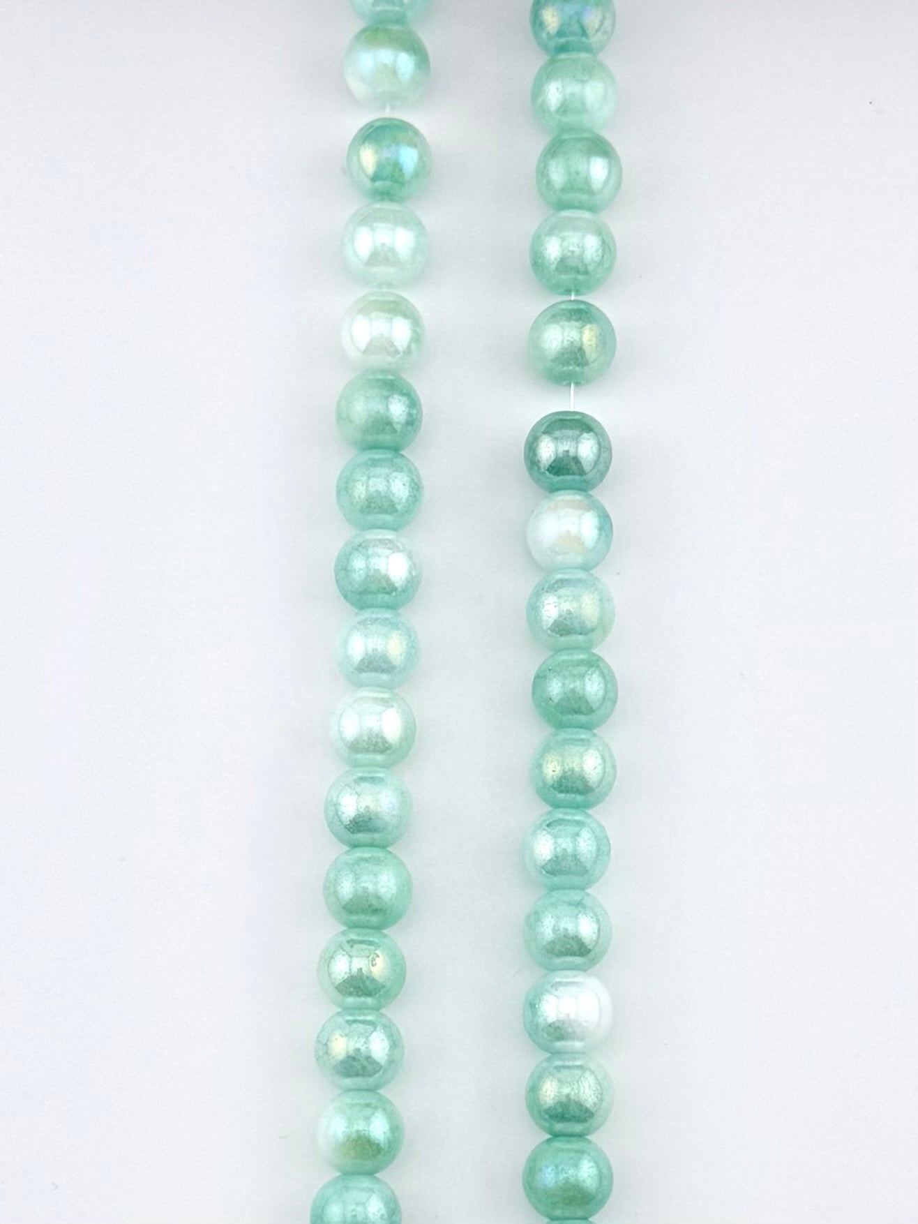 8mm Faceted Glass Round Beads Strand Green