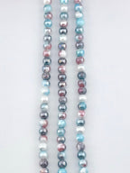 6mm Faceted Glass Round Beads Strand Blue-White