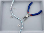 6mm Faceted Glass Round Beads Strand Blue-White