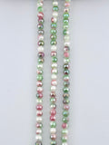 6mm Glass Round Beads Strand Green-White