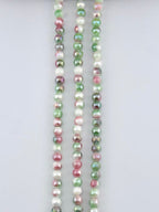 6mm Faceted Glass Round Beads Strand Green-White
