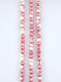 6mm Glass Round Beads Strand Pink-White