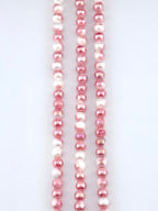 6mm Faceted Glass Round Beads Strand Pink-White